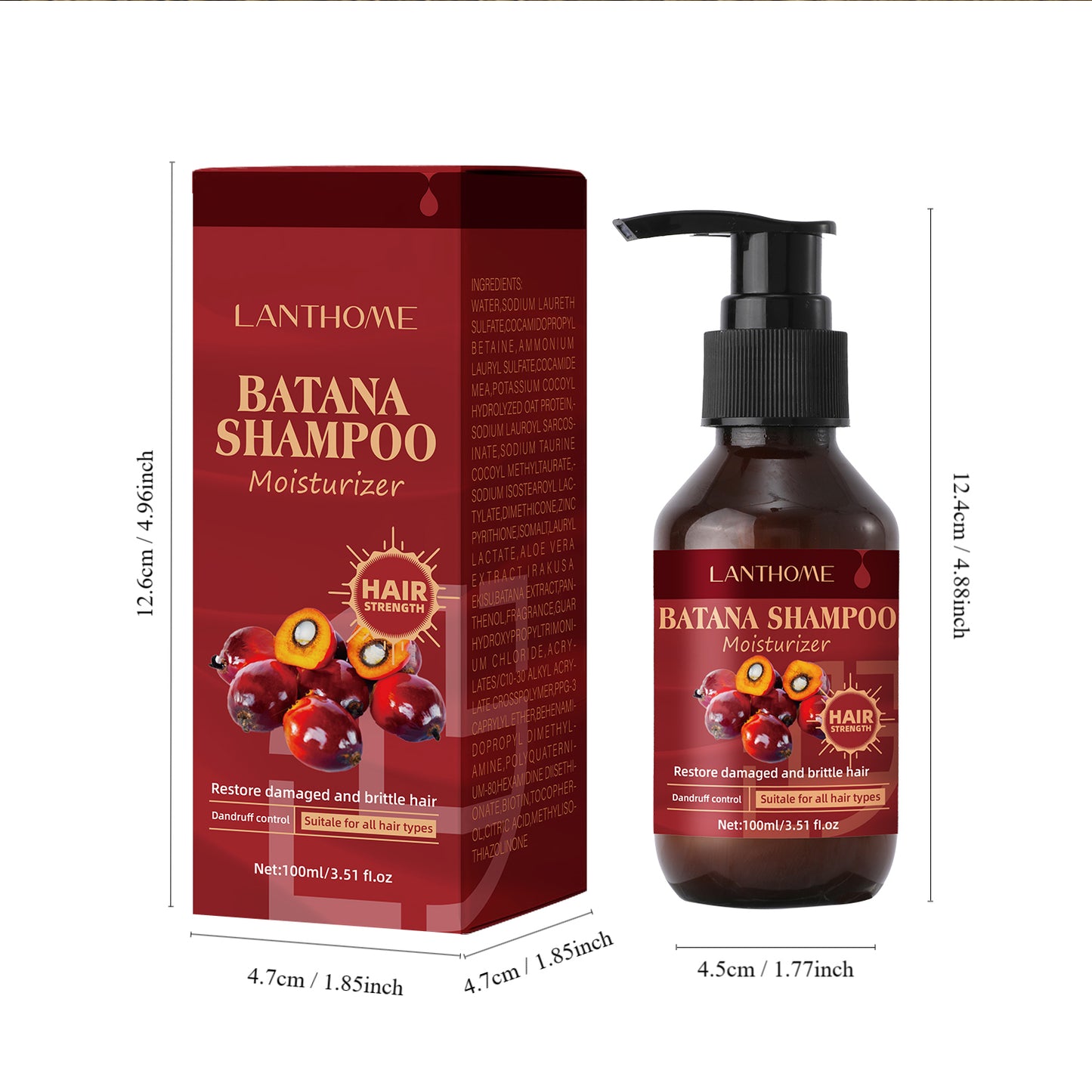 Batana Shampoo Moisturizer for Hair Growth, Split Ends Prevention, and Enhanced Texture, 100ml – All Hair Types, Contains Natural Ojon Oil