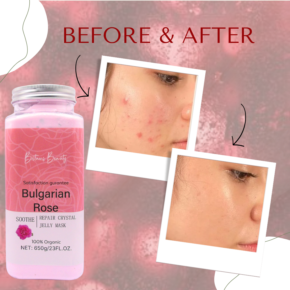Britain's Beauty Bulgarian Rose Jelly Mask - Organic Soothe and Repair Crystal Mask, Hydrates and Nourishes, 650g/23 fl.oz