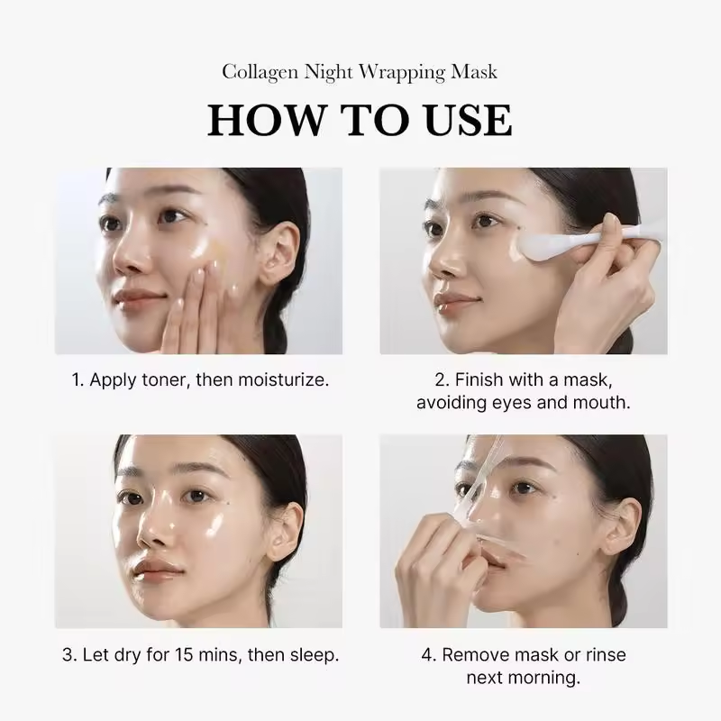 Collagen Night Wrapping Mask - Peel-Off Facial Treatment for Enhanced Skin Firmness and Hydration - 75ml