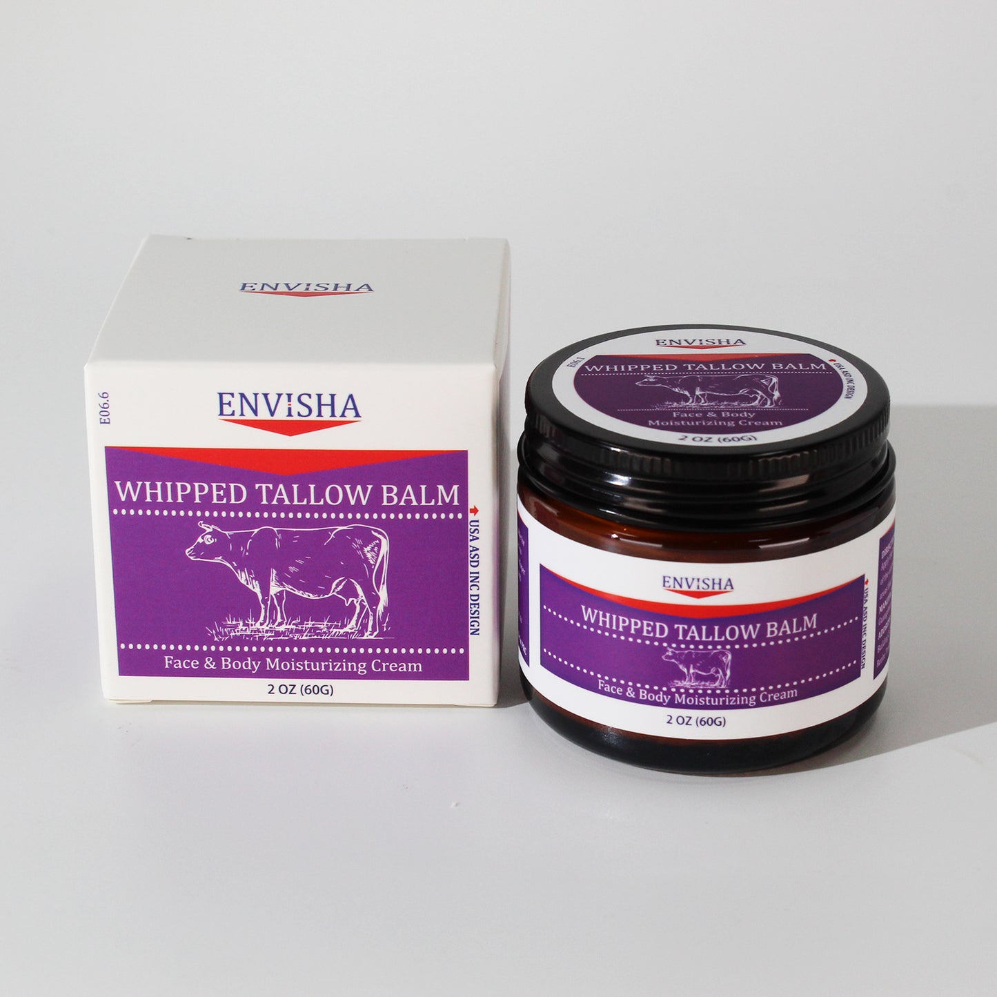 Whipped Tallow Balm - 100% Grass-Fed, Organic Moisturizing Cream for Face and Body, Enriched with Cold-Pressed Sweet Almond Oil, Hydrates and Nourishes Skin, Non-Greasy Formula, 2 oz (60g)