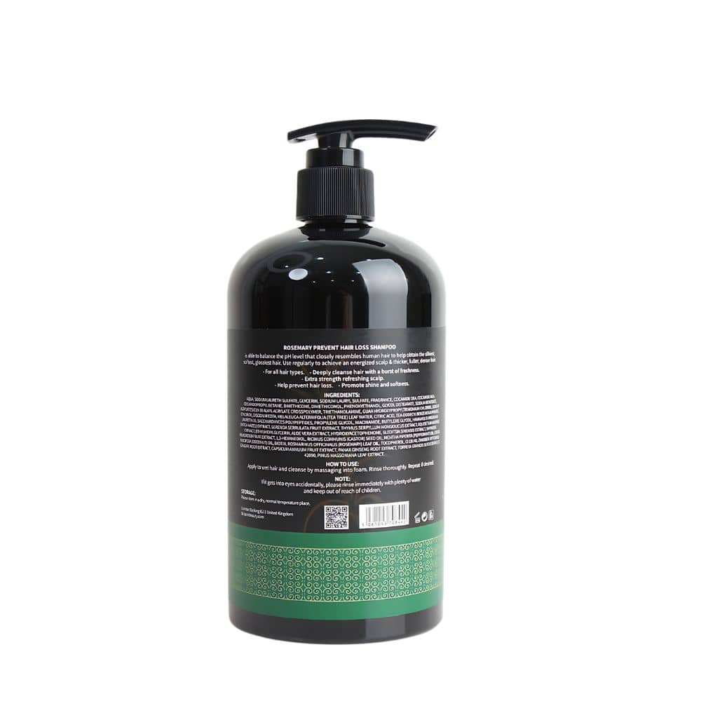Britains Beauty Rosemary & Mint Hair Shampoo - Revitalise and Strengthen, Prevent Hair Loss, 100% Pure Rosemary & Peppermint Oil, Biotin-Infused, No Parabens, 500ml