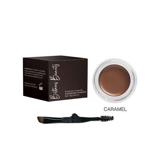 Britains Beauty Long-Lasting Caramel Eyebrow Pomade for Perfect Brows - Waterproof, Smudge-Free, Natural Finish - Includes Dual-Ended Brush and Spoolie - 26g / 0.91oz