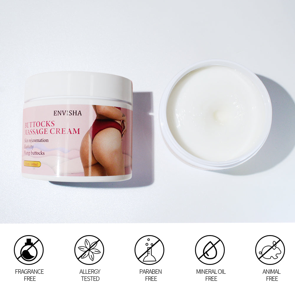 Buttocks Massage Cream – Promotes Skin Elasticity, Rejuvenation and Plumping – 5.4oz/160ml – Herbal Ingredients for Safe, Natural Enhancement