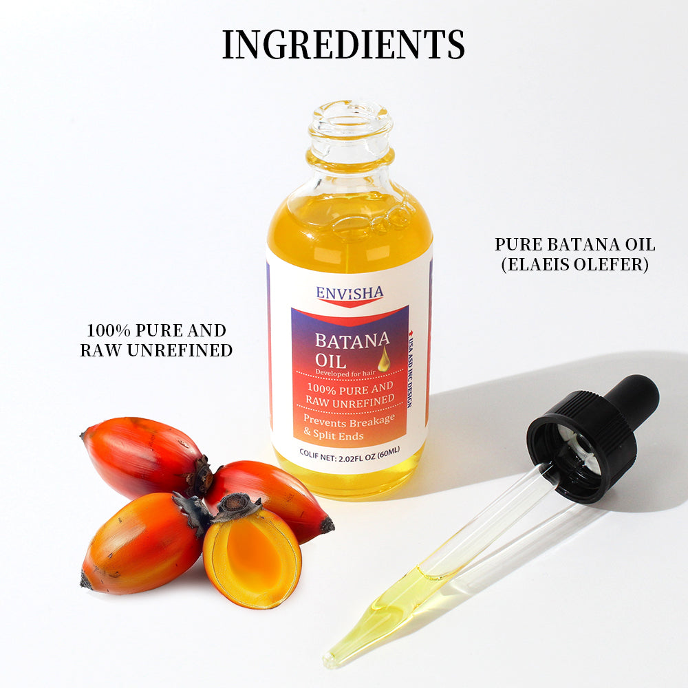 Batana Oil 60ml - Pure and Raw Unrefined Hair Treatment Oil for Split Ends and Breakage Prevention