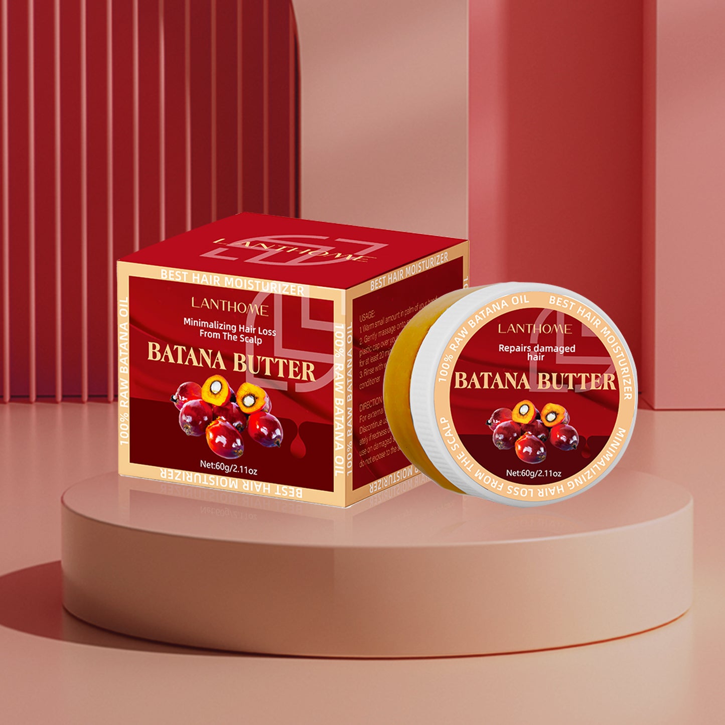 Batana Butter Hair Treatment – Intensive Moisturiser for Repair and Growth, Minimises Hair Loss, Repairs Split Ends – 6.11oz