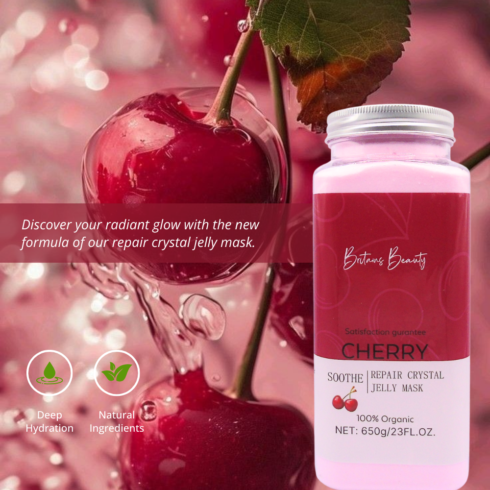Britains Beauty Cherry Repair Crystal Jelly Mask - 100% Organic, Deep Hydration, Natural Ingredients, 23FL.OZ, Radiant Glow, Soothe and Repair Skin