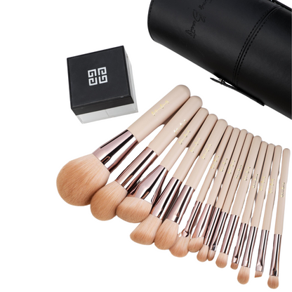 Britains Beauty Makeup Brush Set – Complete 14-Piece Premium Synthetic Bristle Kit with Sleek Storage Case for Foundation, Blending, Blush, Eye Makeup – Vegan, Cruelty-Free Beauty Tools