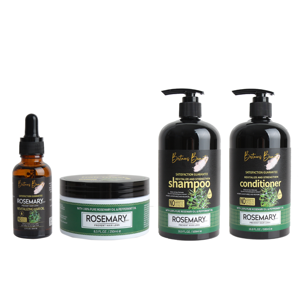 Britains Beauty Rosemary & Mint Revitalise and Strengthen Shampoo Set, Enhances Shine, Reduces Hair Loss, Hydrates Scalp, For All Hair Types, 1300ml Total