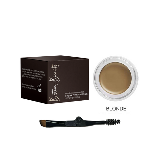 Britains Beauty Long-Lasting Blonde Eyebrow Pomade for Perfect Brows - Waterproof, Smudge-Free, Natural Finish - Includes Dual-Ended Brush and Spoolie - 26g / 0.91oz