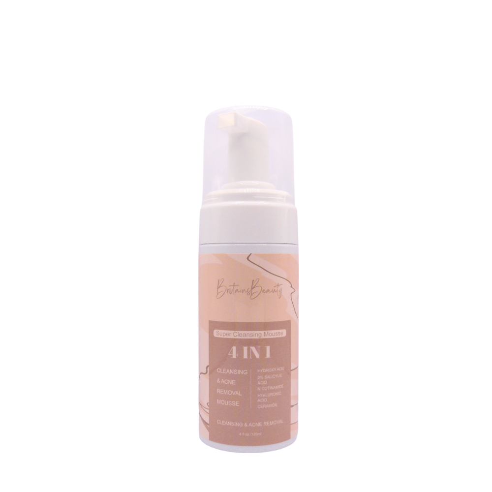 Britain's Beauty 4-in-1 Super Cleansing Mousse for Acne & Oil Control, Hydrating Formula with Natural Ingredients, 120ml