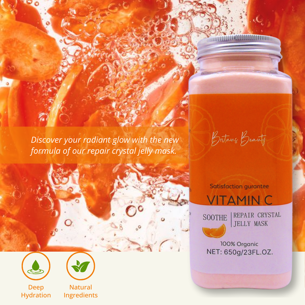 Britain's Beauty Vitamin C Soothe Repair Crystal Jelly Mask – Pure Organic, Hydrates, Nourishes, and Reduces Inflammation – 650g/23 fl.oz