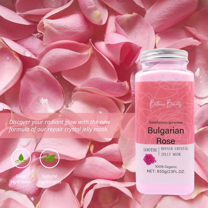 Britain's Beauty Bulgarian Rose Jelly Mask - Organic Soothe and Repair Crystal Mask, Hydrates and Nourishes, 650g/23 fl.oz