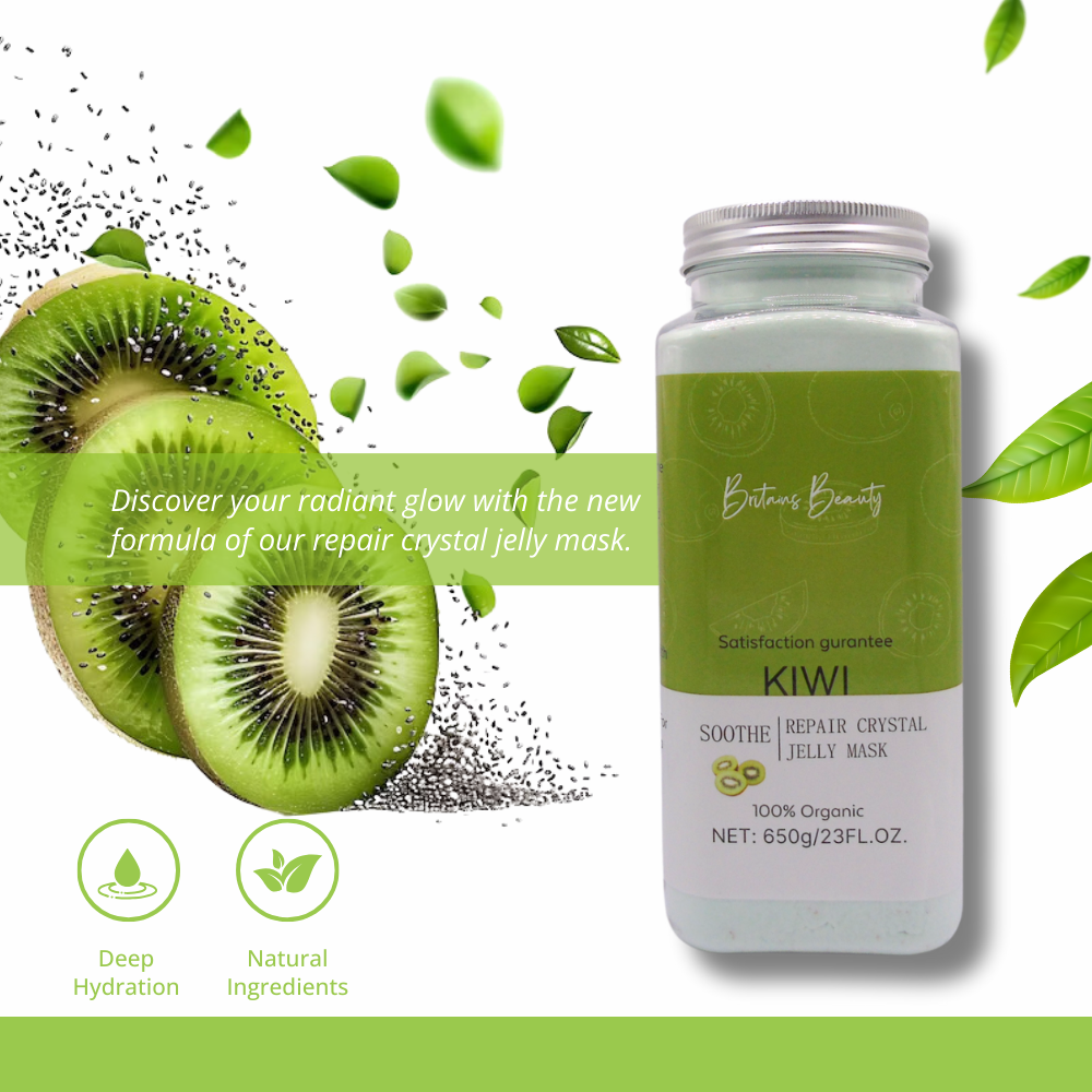 Britain's Beauty Kiwi Jelly Mask - Organic Soothing and Repair Crystal Mask for Radiant Skin, Deep Hydration, and Pore Cleansing, 650g/23 fl.oz