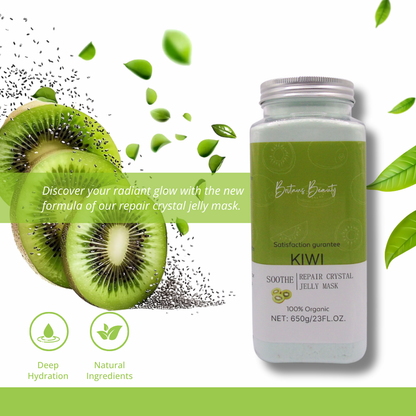 Britain's Beauty Kiwi Jelly Mask - Organic Soothing and Repair Crystal Mask for Radiant Skin, Deep Hydration, and Pore Cleansing, 650g/23 fl.oz