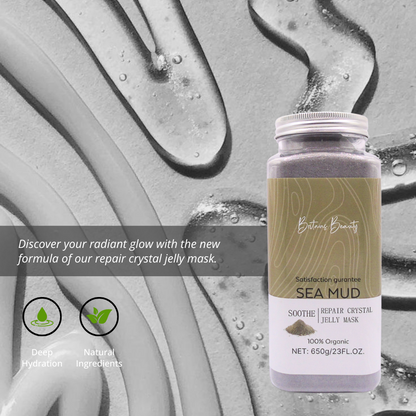 Britain's Beauty Sea Mud Soothe Repair Crystal Jelly Mask - Deep Hydration, Radiance, Organic Ingredients - 650g/23 fl. oz.
