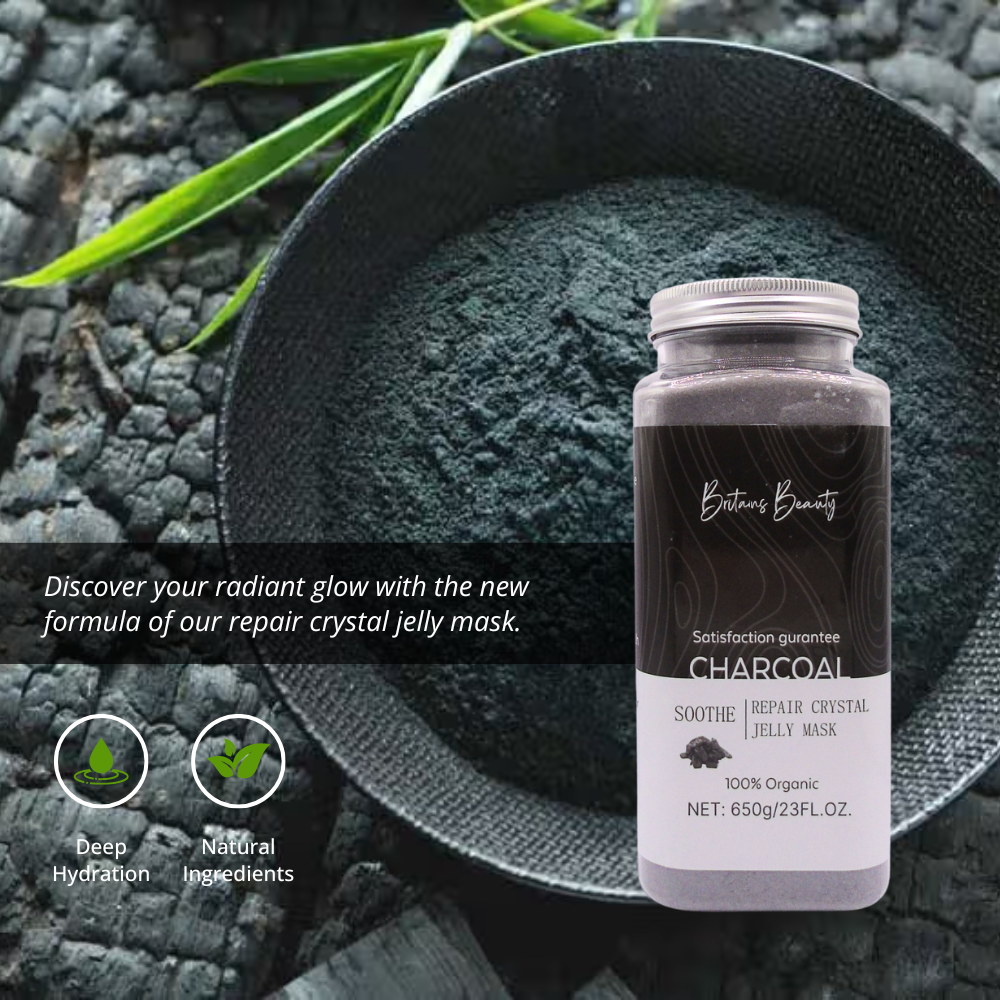 Britain's Beauty Charcoal Soothe & Repair Crystal Jelly Mask - Deep Hydration with 100% Organic Ingredients, 650g/23fl.oz.