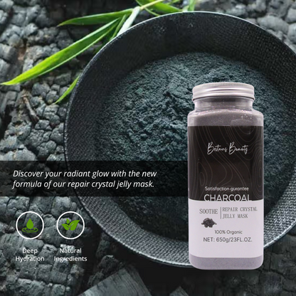 Britain's Beauty Charcoal Soothe & Repair Crystal Jelly Mask - Deep Hydration with 100% Organic Ingredients, 650g/23fl.oz.