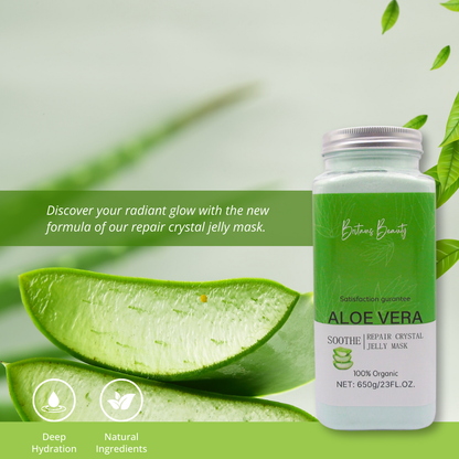 Britains Beauty Aloe Vera Repair Crystal Jelly Mask - 100% Organic, Deep Hydration, Anti-Aging, Soothing & Revitalising Skin Care - 650g/23 FL.OZ