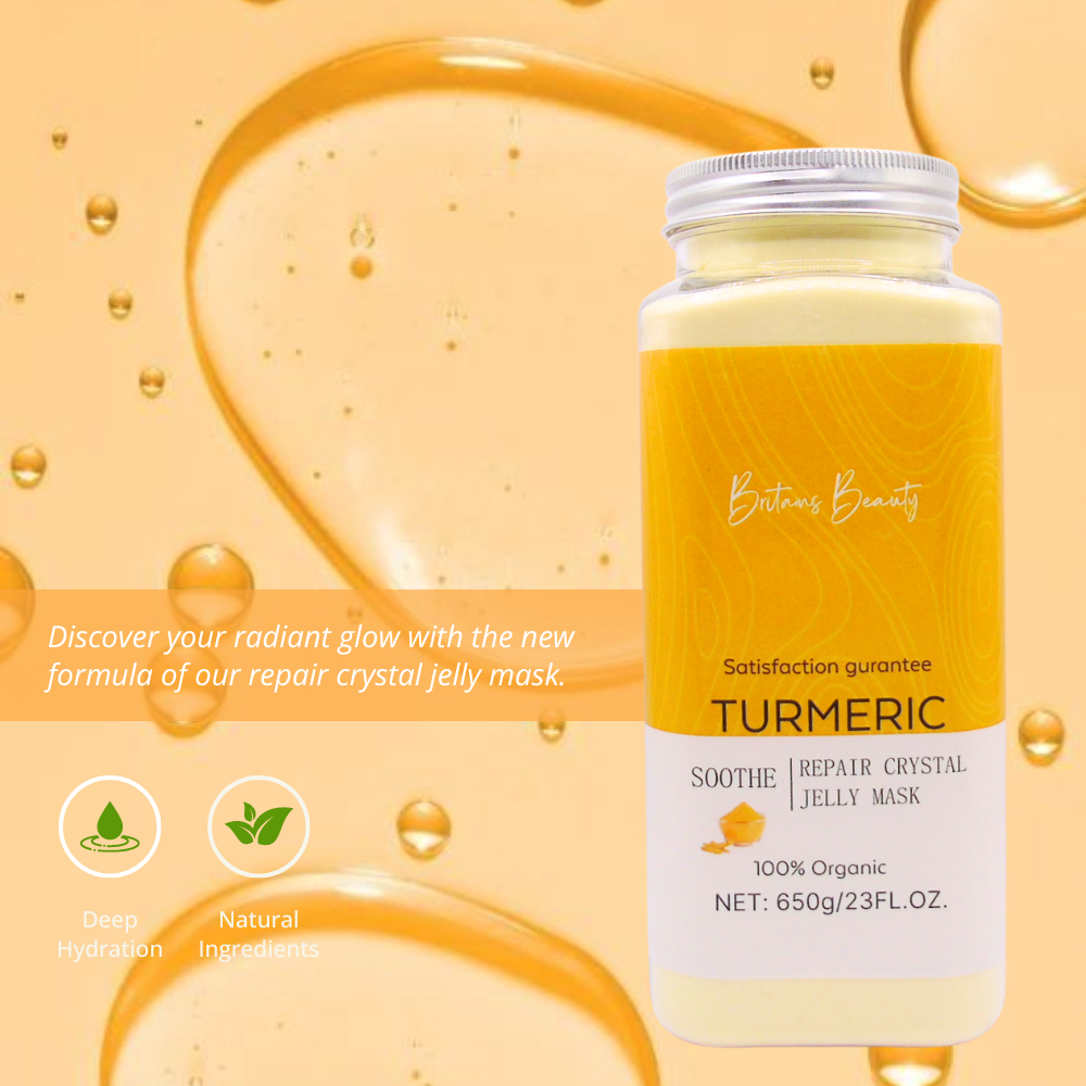 Britains Beauty Turmeric Jelly Mask - Pure Organic, Deep Hydration, Natural Ingredients, Repair & Soothing, Anti-Inflammatory, 650g / 23 FL.OZ