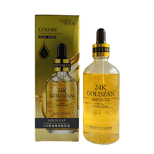 Luxurious 24K Goldzan Ampoule - 99.9% Pure Gold Serum for Deep Moisturizing, Brightening, and Skin Rejuvenation - Anti-Aging Essence with Niacinamide, Gold Foil, and Snail Secretion Filtrate
