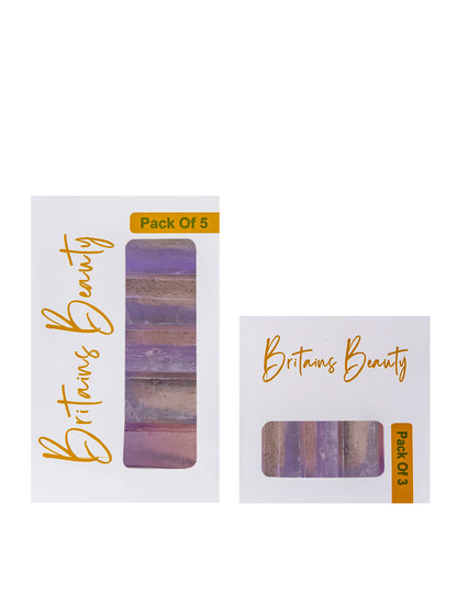 Britains Beauty Lavender Soap Pack of 3 & Pack of 5 – Handmade Essential Oil Soap, All-Natural, Gentle Cleanser for Sensitive Skin, Relaxing Lavender Aroma, 100g Bar