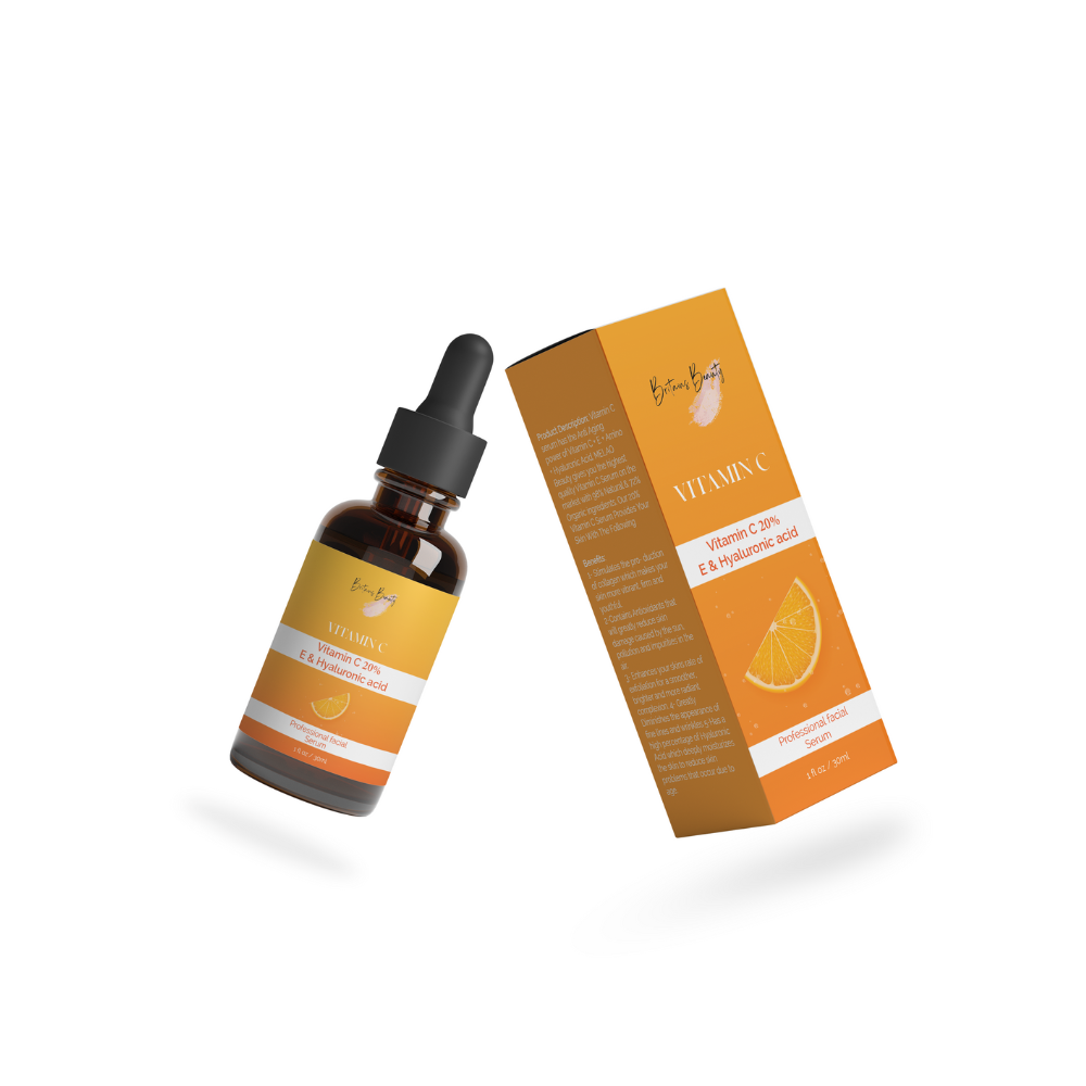 Britain’s Beauty Vitamin C Serum 30ML with 20% Vitamin C, Hyaluronic Acid, and Vitamin E for Anti-Aging, Brightening, and Skin Hydration – Organic Facial Serum for Wrinkle Reduction and Collagen Boosting