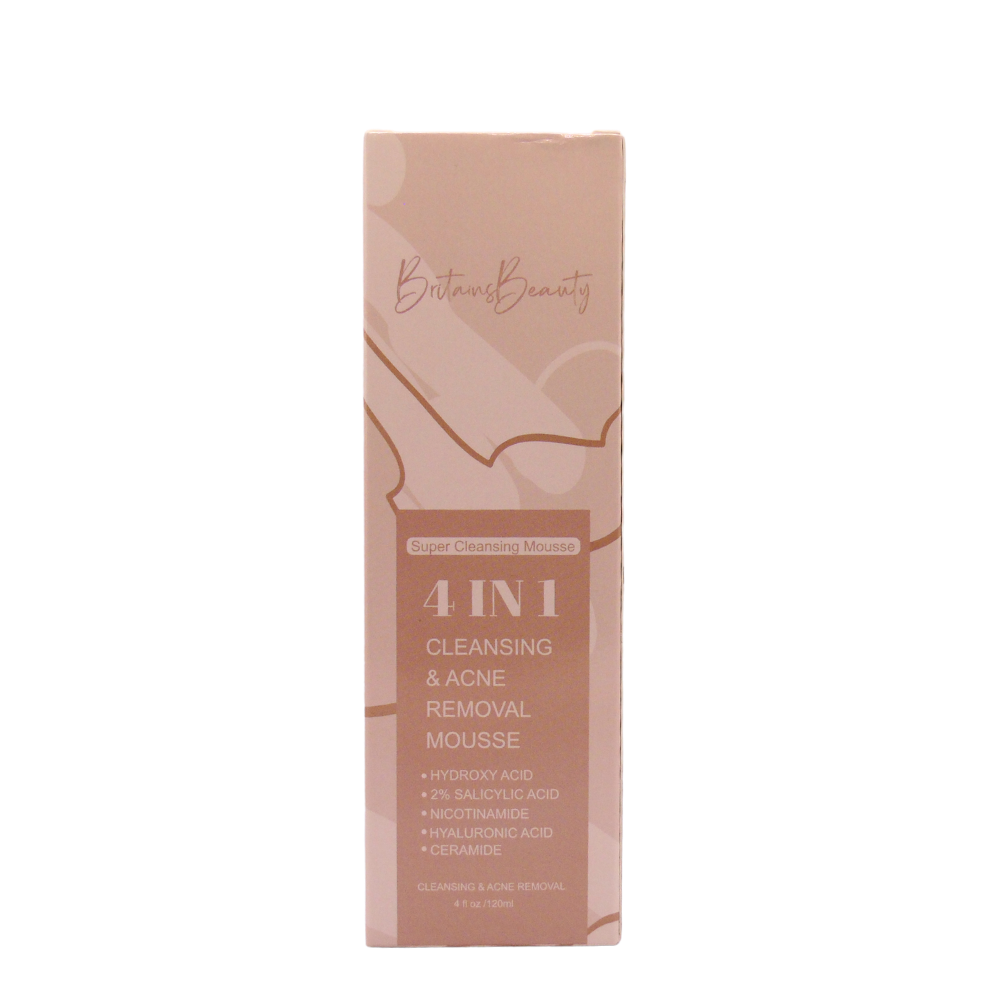 Britain's Beauty 4-in-1 Super Cleansing Mousse for Acne & Oil Control, Hydrating Formula with Natural Ingredients, 120ml