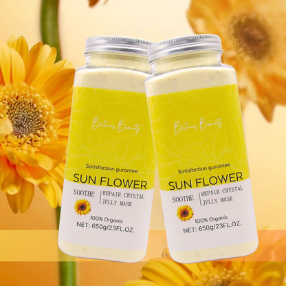 Sunflower Soothe & Repair Crystal Jelly Mask by Britain's Beauty - Hydrating Organic Facial Treatment, Enhances Skin Radiance and Texture, 650g/23FL.OZ
