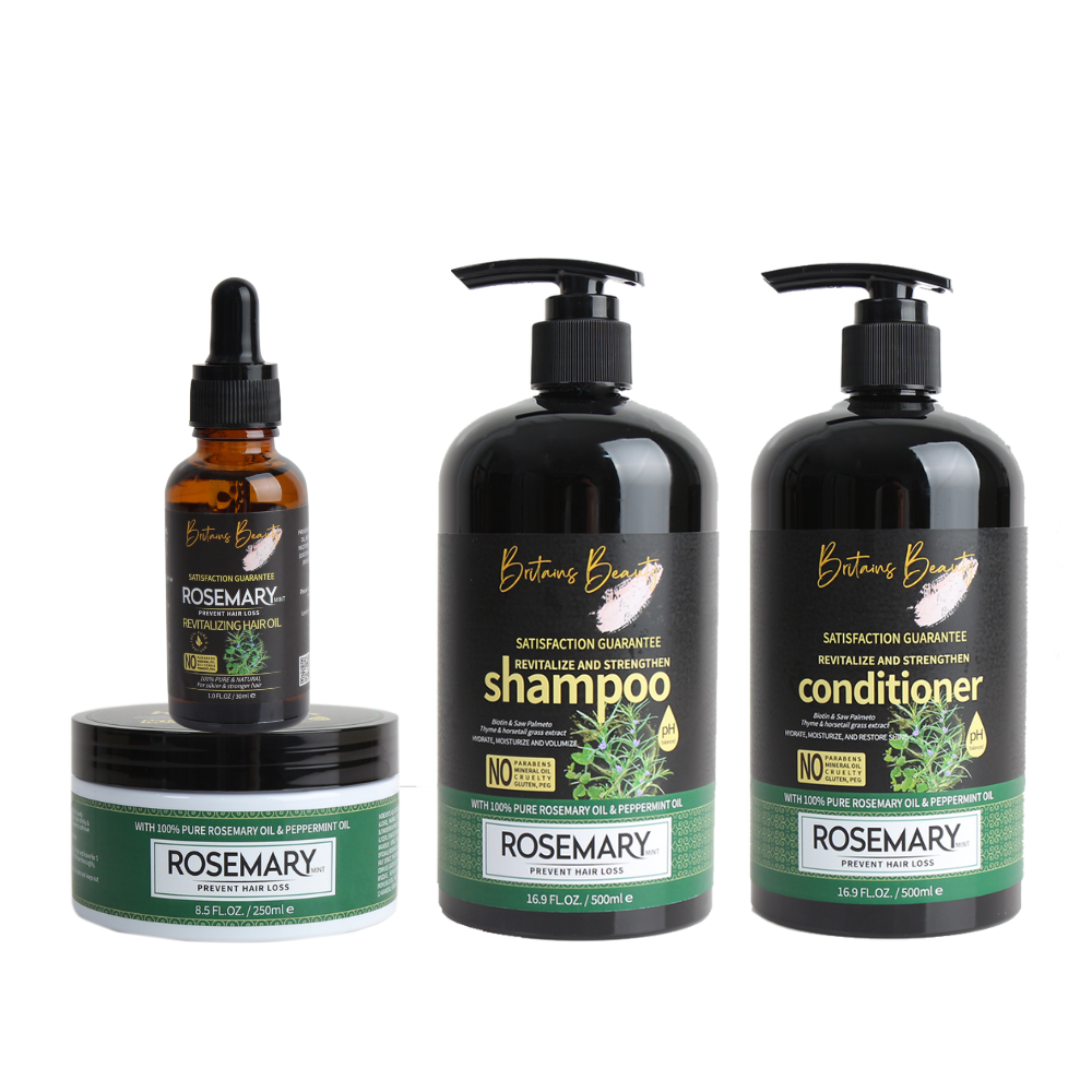 Britains Beauty Rosemary & Mint Revitalise and Strengthen Shampoo Set, Enhances Shine, Reduces Hair Loss, Hydrates Scalp, For All Hair Types, 1300ml Total
