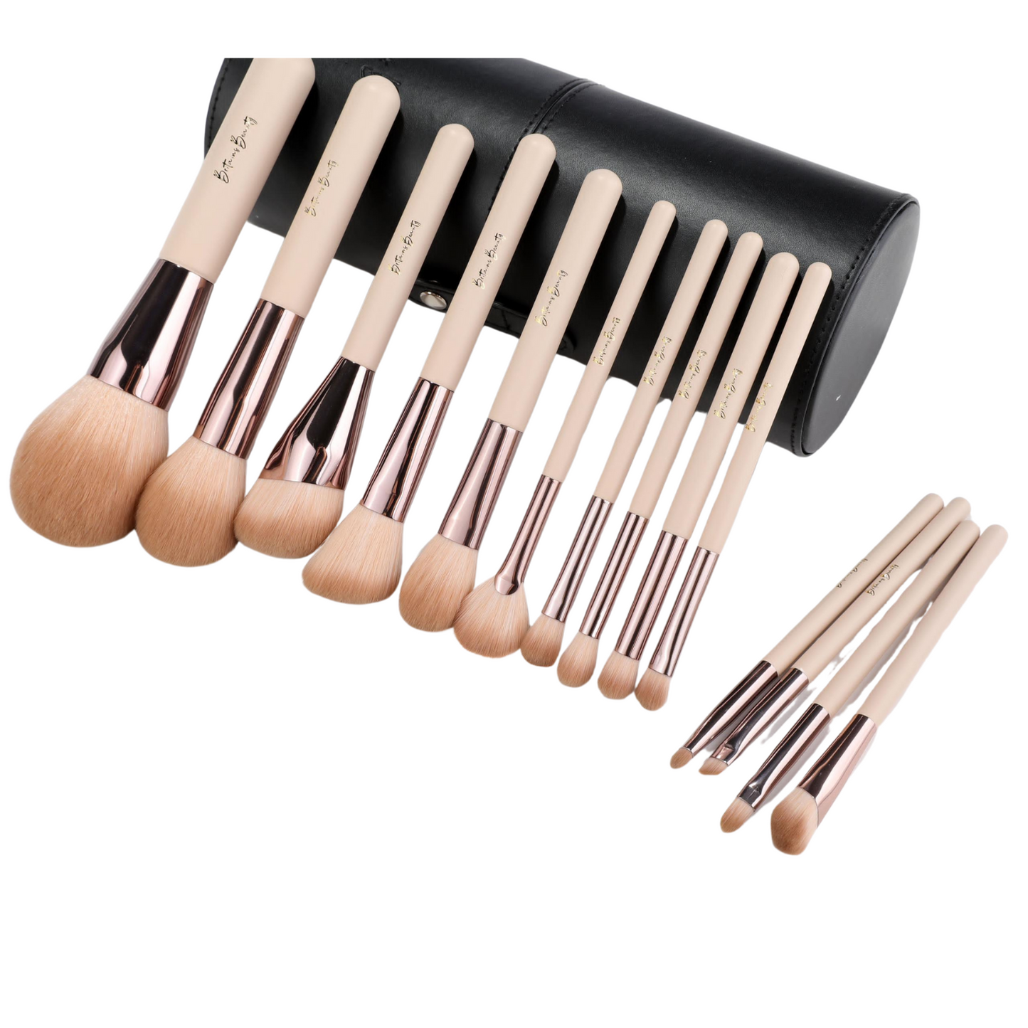 Britains Beauty Makeup Brush Set – Complete 14-Piece Premium Synthetic Bristle Kit with Sleek Storage Case for Foundation, Blending, Blush, Eye Makeup – Vegan, Cruelty-Free Beauty Tools