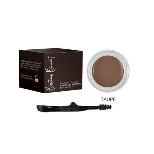 Britains Beauty Long-Lasting Taupe Eyebrow Pomade for Perfect Brows - Waterproof, Smudge-Free, Natural Finish - Includes Dual-Ended Brush and Spoolie - 26g / 0.91oz