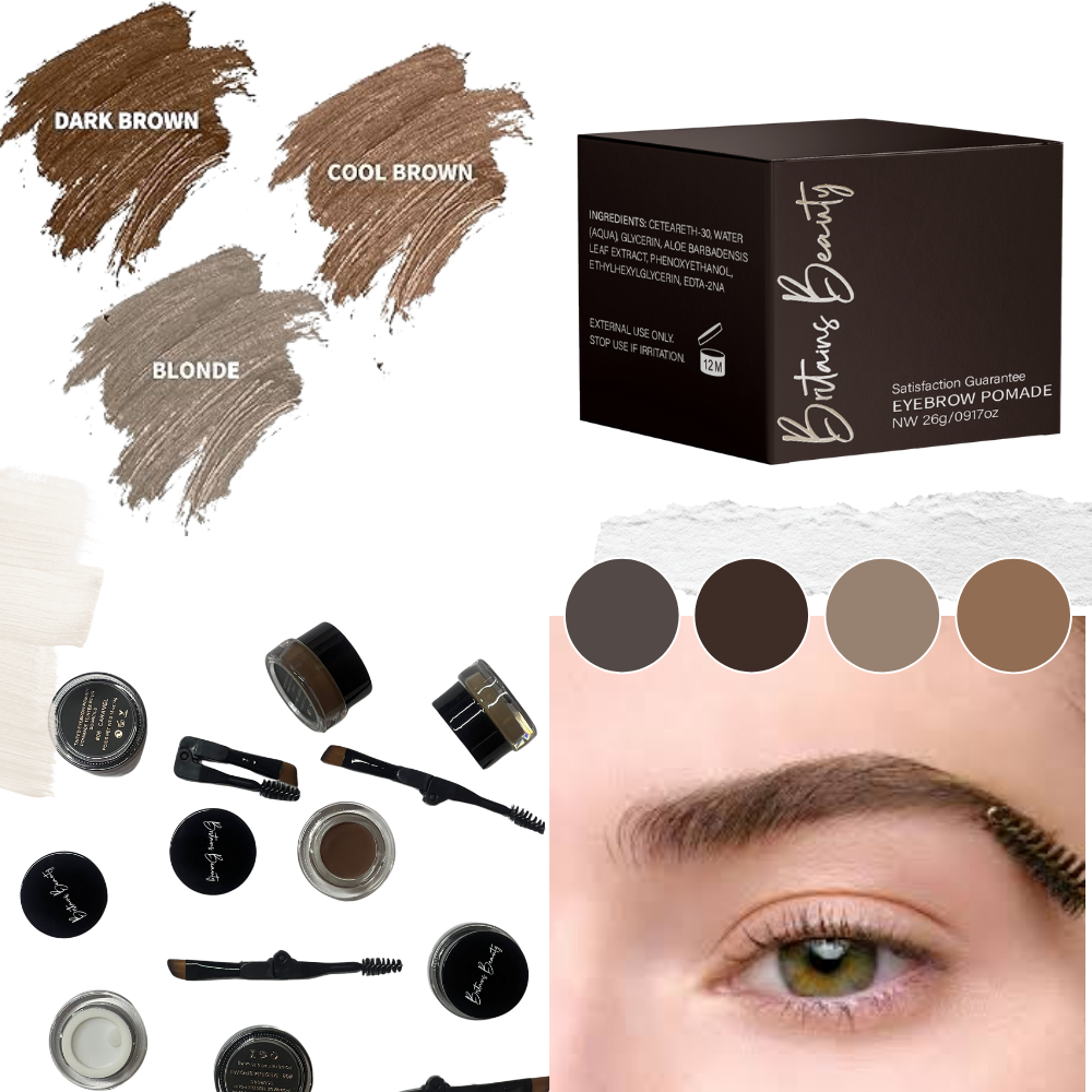 Britains Beauty Long-Lasting Ash Brown Eyebrow Pomade for Perfect Brows - Waterproof, Smudge-Free, Natural Finish - Includes Dual-Ended Brush and Spoolie - 26g / 0.91oz