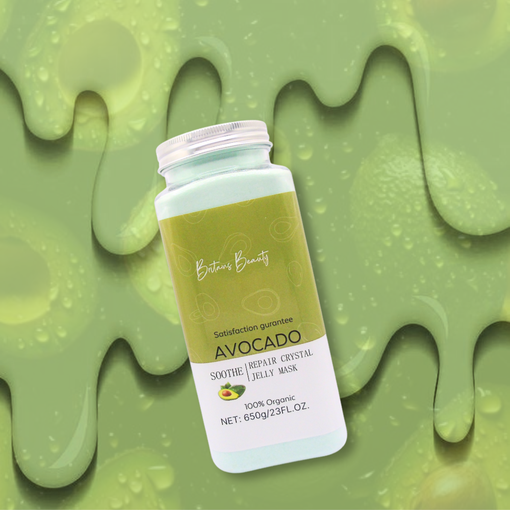 Britain's Beauty Avocado Soothe & Repair Crystal Jelly Mask - 650g | Deep Hydration, Natural Ingredients, Glowing Skin, Gentle Exfoliation, 100% Organic
