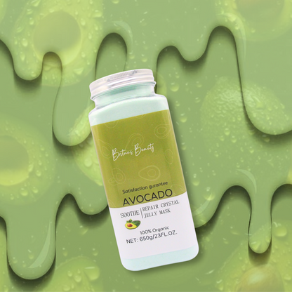 Britain's Beauty Avocado Soothe & Repair Crystal Jelly Mask - 650g | Deep Hydration, Natural Ingredients, Glowing Skin, Gentle Exfoliation, 100% Organic