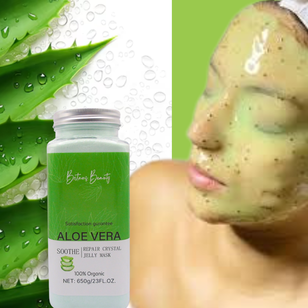 Britains Beauty Aloe Vera Repair Crystal Jelly Mask - 100% Organic, Deep Hydration, Anti-Aging, Soothing & Revitalising Skin Care - 650g/23 FL.OZ