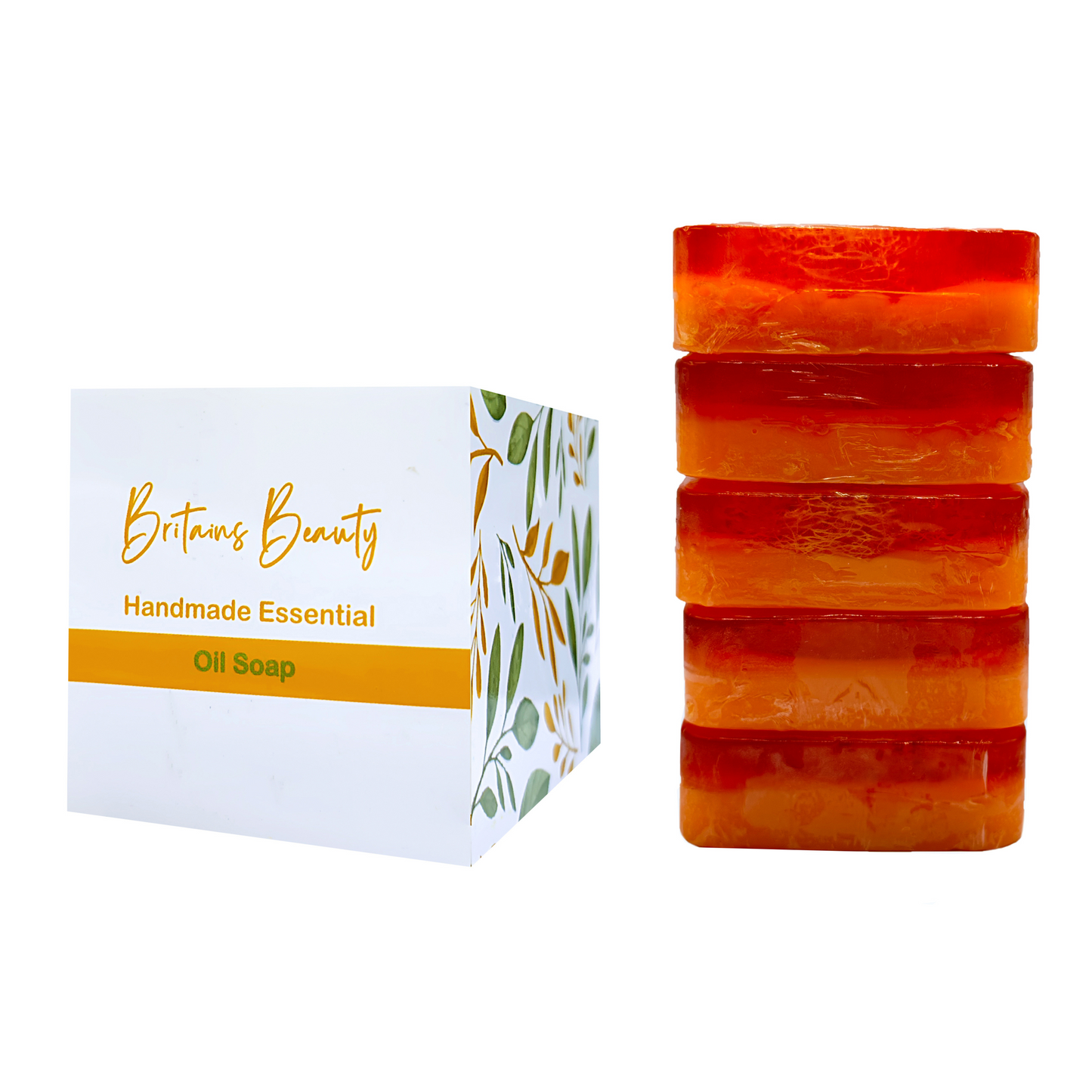 Britains Beauty Handmade Turmeric Soap - All-Natural, Antioxidant-Rich Skin Care - Pack of 3 & 5, 100g Each Bar - Perfect for Glowing Skin and Acne Control