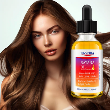 Batana Oil 60ml - Pure and Raw Unrefined Hair Treatment Oil for Split Ends and Breakage Prevention