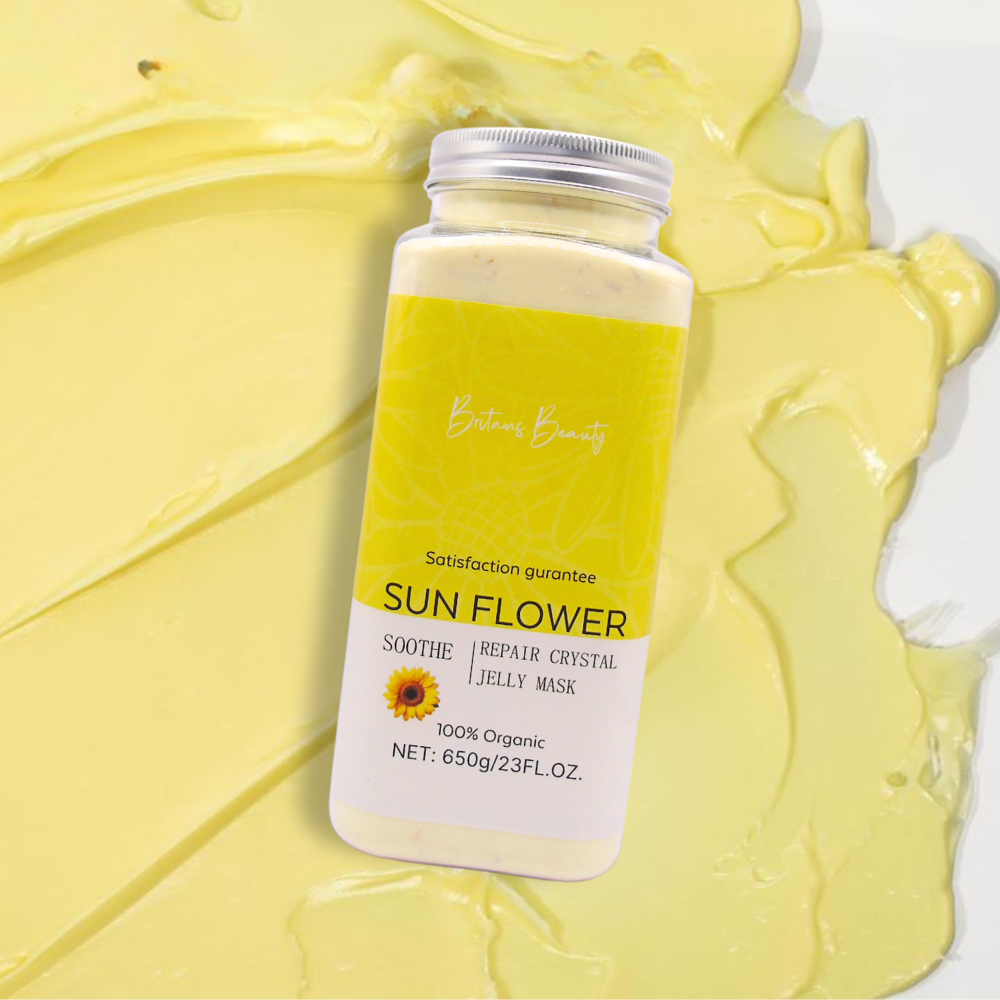 Sunflower Soothe & Repair Crystal Jelly Mask by Britain's Beauty - Hydrating Organic Facial Treatment, Enhances Skin Radiance and Texture, 650g/23FL.OZ