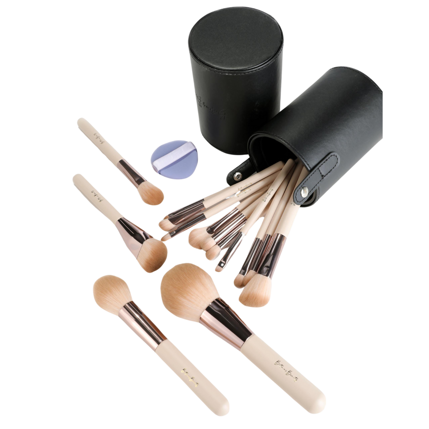 Britains Beauty Makeup Brush Set – Complete 14-Piece Premium Synthetic Bristle Kit with Sleek Storage Case for Foundation, Blending, Blush, Eye Makeup – Vegan, Cruelty-Free Beauty Tools