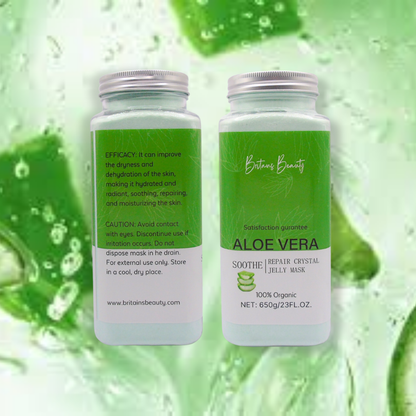 Britains Beauty Aloe Vera Repair Crystal Jelly Mask - 100% Organic, Deep Hydration, Anti-Aging, Soothing & Revitalising Skin Care - 650g/23 FL.OZ