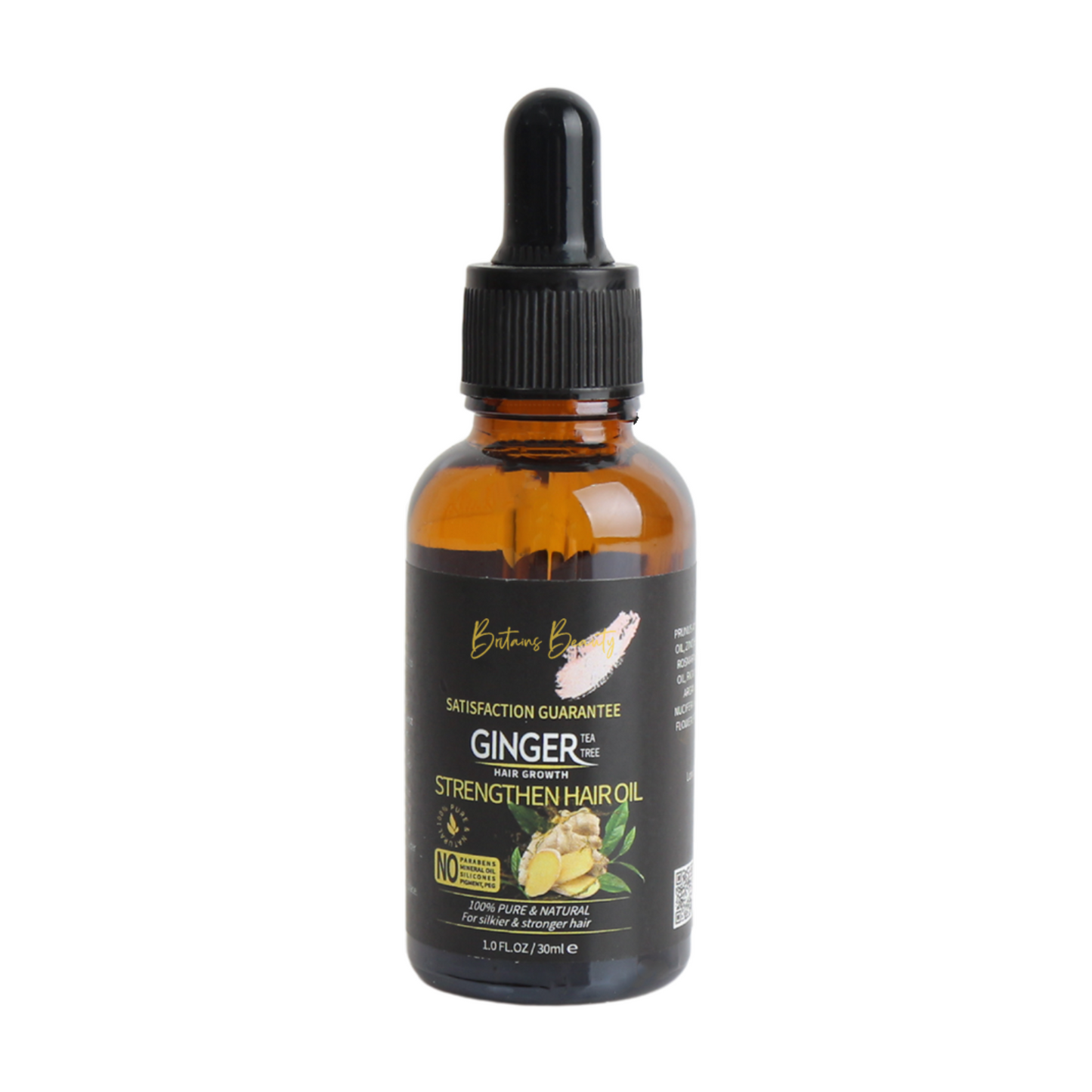 Britains Beauty Ginger & Tea Tree Hair Growth Oil – Natural Strengthen Hair Oil for All Hair Types, Stimulates Healthy Hair Growth, Reduces Hair Loss, Fights Frizz, 30ml