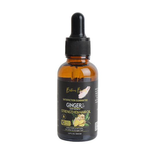 Britains Beauty Ginger & Tea Tree Hair Growth Oil – Natural Strengthen Hair Oil for All Hair Types, Stimulates Healthy Hair Growth, Reduces Hair Loss, Fights Frizz, 30ml