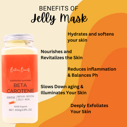 Beta-Carotene Repair & Soothe Jelly Mask by Britain's Beauty - Organic Hydrating Facial Treatment, Enhances Radiance and Skin Tone, 650g