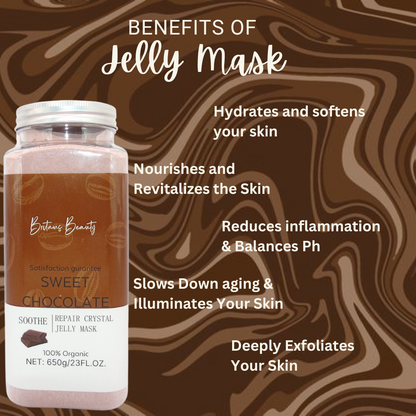 Britains Beauty Sweet Chocolate Jelly Mask – Pure Organic, Deep Hydration, Natural Ingredients, Repair Crystal Jelly Mask – Soothe, Nourish, Exfoliate for Glowing Skin – 650g