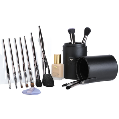 Britains Beauty Silver Makeup Brush Set – Complete 11-Piece Premium Synthetic Bristle Kit with Sleek Storage Case for Foundation, Blending, Blush, Eye Makeup – Vegan, Cruelty-Free Beauty Tools