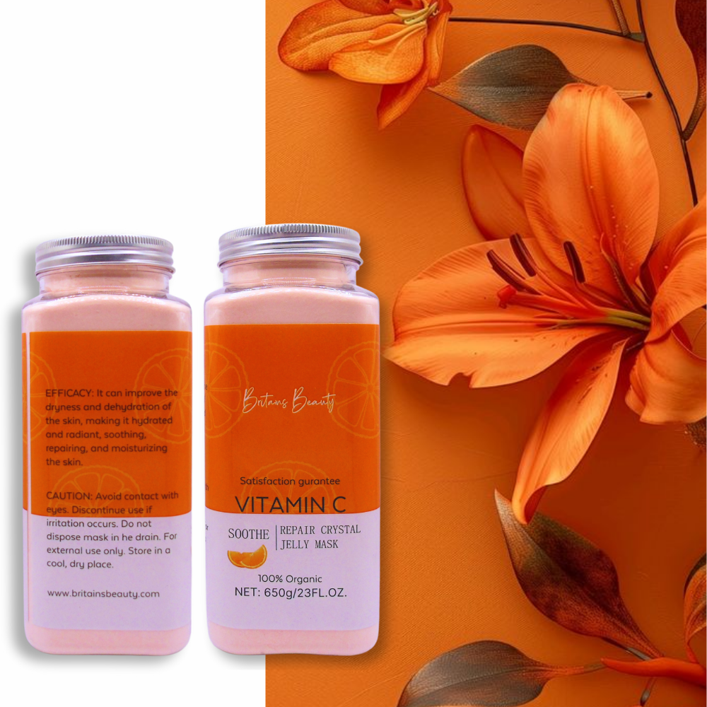 Britain's Beauty Vitamin C Soothe Repair Crystal Jelly Mask – Pure Organic, Hydrates, Nourishes, and Reduces Inflammation – 650g/23 fl.oz