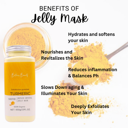 Britains Beauty Turmeric Jelly Mask - Pure Organic, Deep Hydration, Natural Ingredients, Repair & Soothing, Anti-Inflammatory, 650g / 23 FL.OZ
