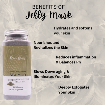 Britain's Beauty Sea Mud Soothe Repair Crystal Jelly Mask - Deep Hydration, Radiance, Organic Ingredients - 650g/23 fl. oz.