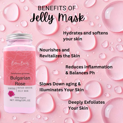 Britain's Beauty Bulgarian Rose Jelly Mask - Organic Soothe and Repair Crystal Mask, Hydrates and Nourishes, 650g/23 fl.oz
