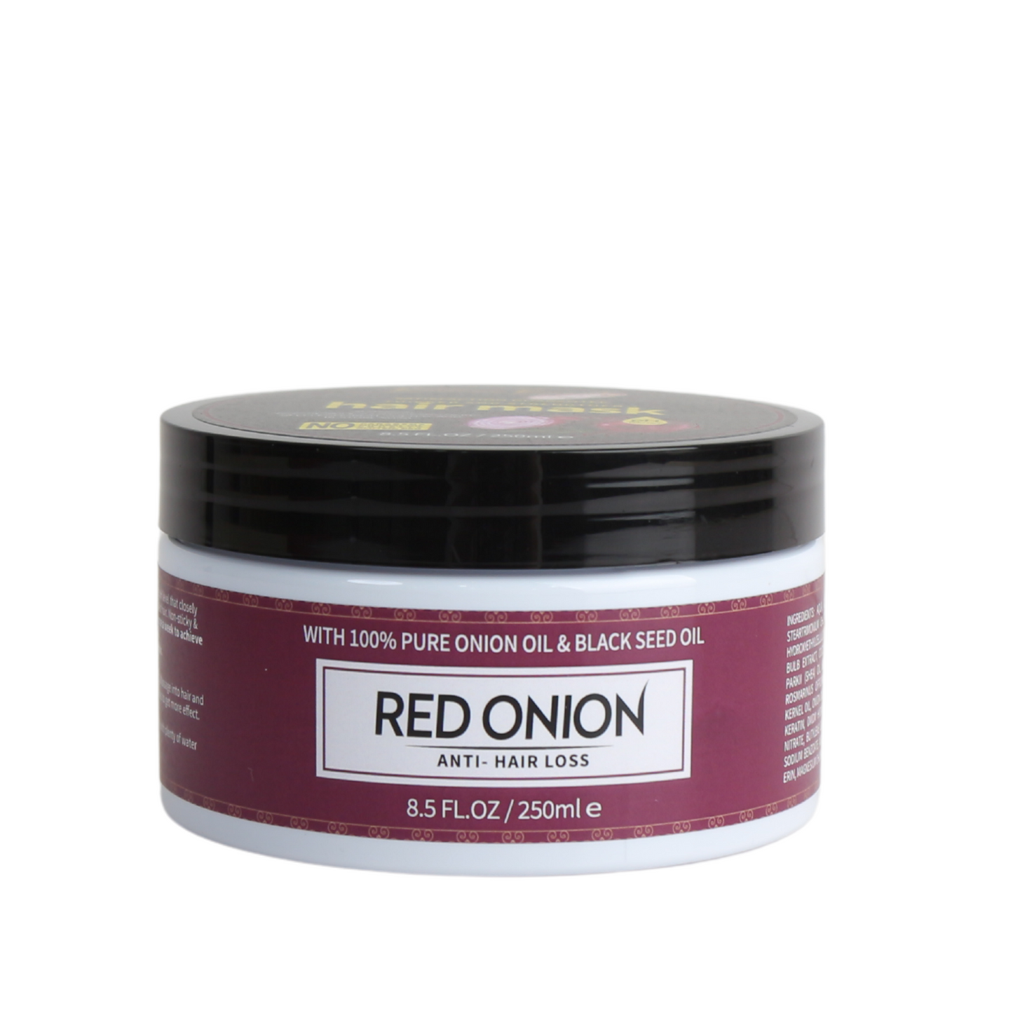 Britain's Beauty Red Onion Hair Mask - Anti-Hair Loss, 100% Pure Onion Oil & Black Seed Oil, Strengthens, Nourishes, Repairs Damaged Hair, 8.5 FL.OZ / 250ml